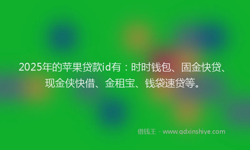 2025年的苹果贷款id有：时时钱包、固金快贷、现金侠快借、金租宝、钱袋速贷等。