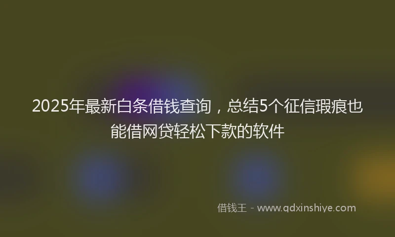 2025年最新白条借钱查询，总结5个征信瑕疵也能借网贷轻松下款的软件
