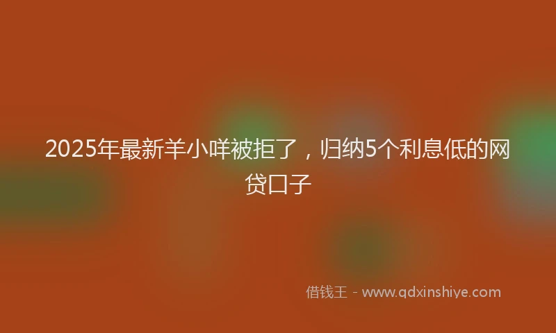 2025年最新羊小咩被拒了，归纳5个利息低的网贷口子