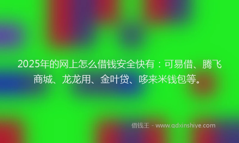 2025年的网上怎么借钱安全快有：可易借、腾飞商城、龙龙用、金叶贷、哆来米钱包等。