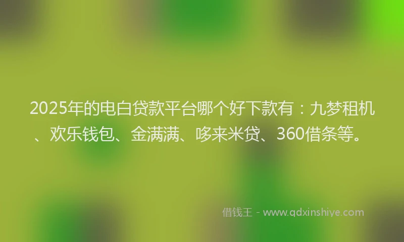 2025年的电白贷款平台哪个好下款有：九梦租机、欢乐钱包、金满满、哆来米贷、360借条等。