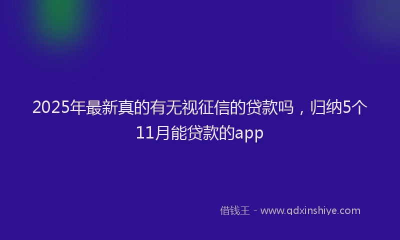 2025年最新真的有无视征信的贷款吗，归纳5个11月能贷款的app