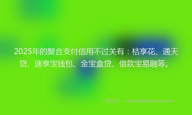 2025年的聚合支付信用不过关有：桔享花、通天贷、速享宝钱包、金宝盒贷、借款宝易融等。
