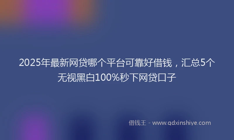 2025年最新网贷哪个平台可靠好借钱，汇总5个无视黑白100%秒下网贷口子
