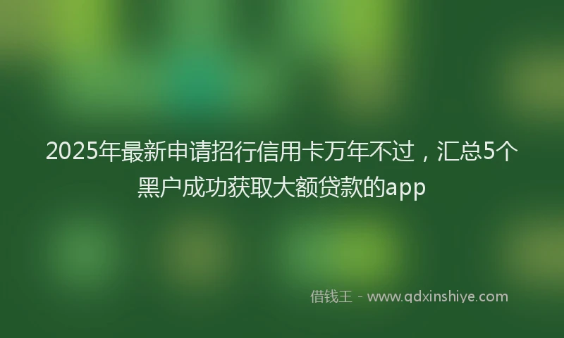 2025年最新申请招行信用卡万年不过，汇总5个黑户成功获取大额贷款的app