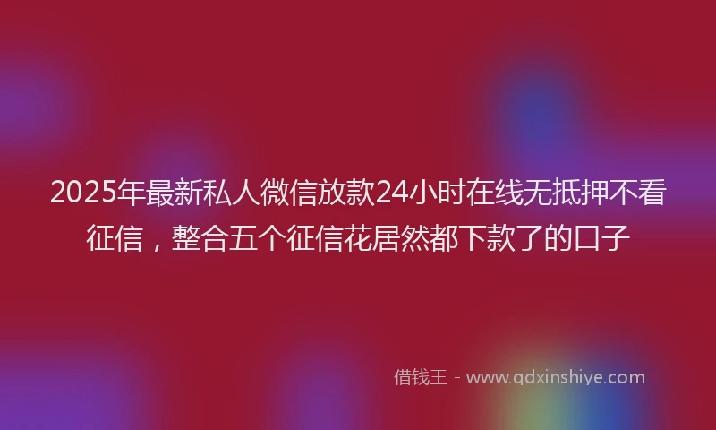 2025年最新私人微信放款24小时在线无抵押不看征信，整合五个征信花居然都下款了的口子