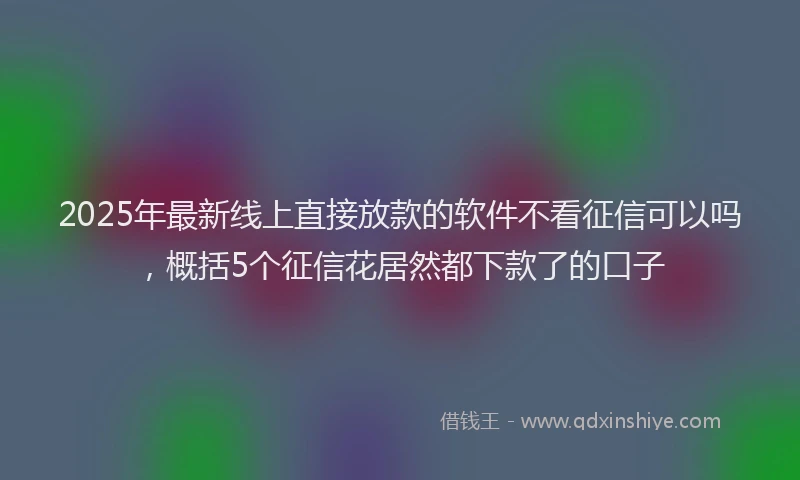 2025年最新线上直接放款的软件不看征信可以吗，概括5个征信花居然都下款了的口子