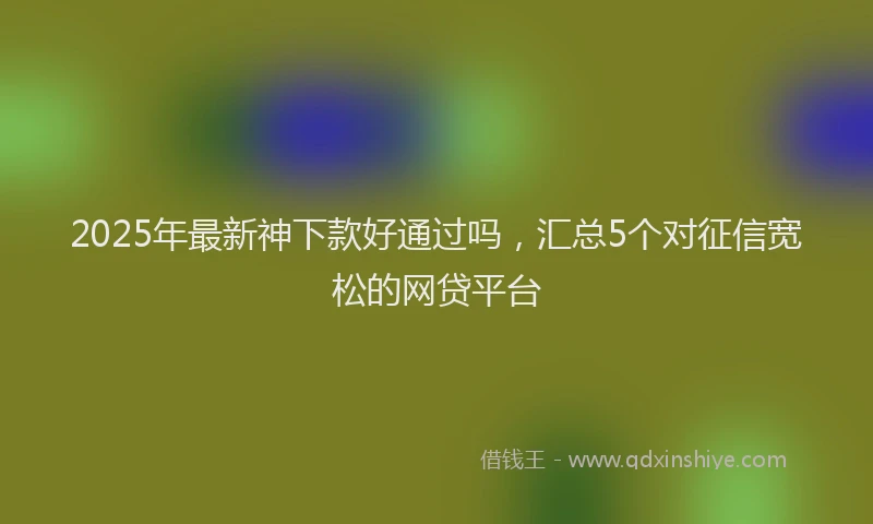 2025年最新神下款好通过吗，汇总5个对征信宽松的网贷平台