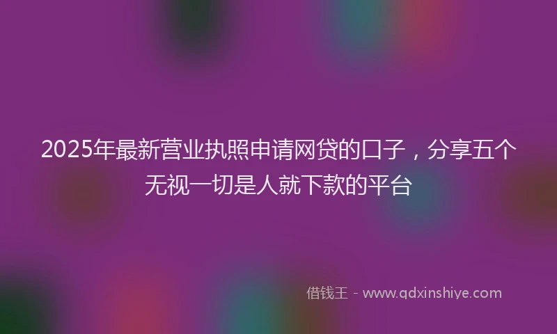 2025年最新营业执照申请网贷的口子，分享五个无视一切是人就下款的平台