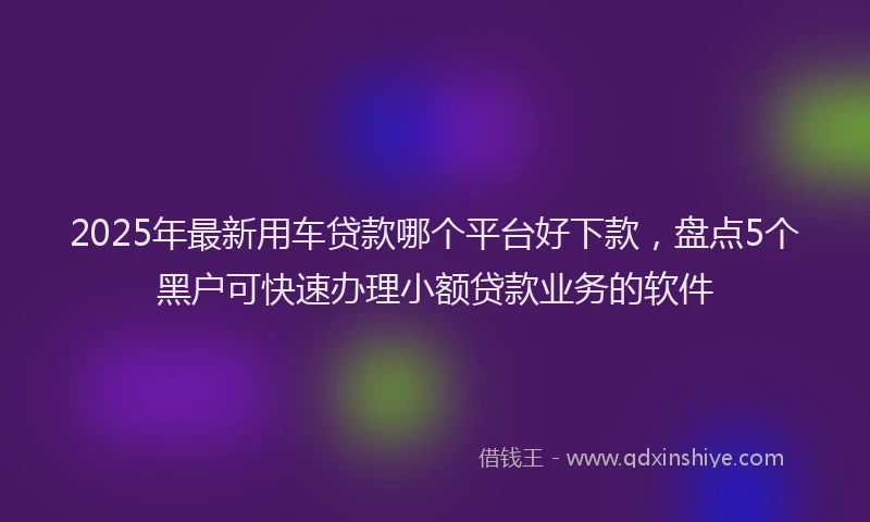 2025年最新用车贷款哪个平台好下款，盘点5个黑户可快速办理小额贷款业务的软件