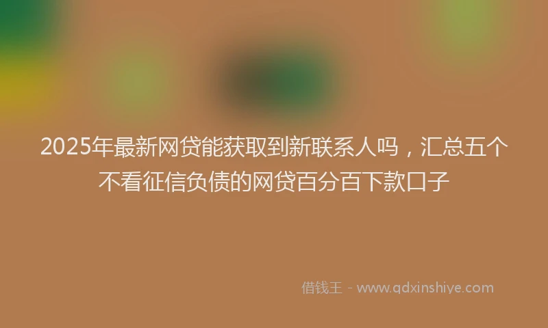 2025年最新网贷能获取到新联系人吗，汇总五个不看征信负债的网贷百分百下款口子