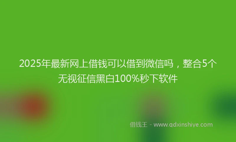 2025年最新网上借钱可以借到微信吗，整合5个无视征信黑白100%秒下软件