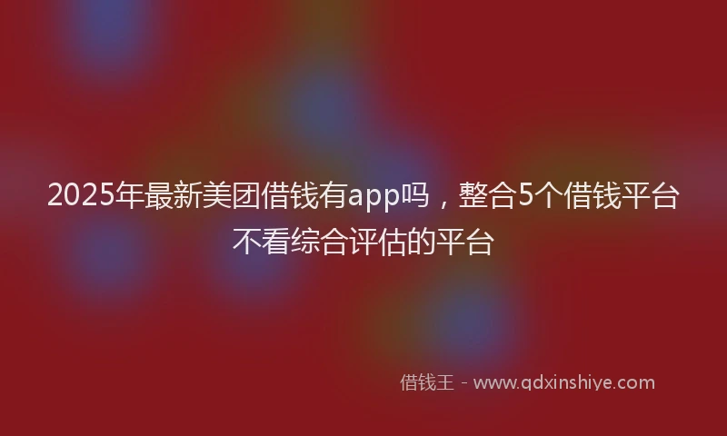 2025年最新美团借钱有app吗，整合5个借钱平台不看综合评估的平台