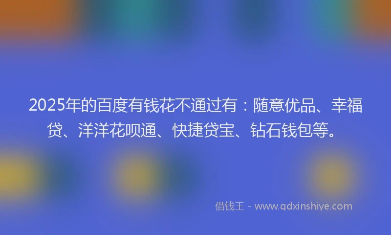 2025年的百度有钱花不通过有：随意优品、幸福贷、洋洋花呗通、快捷贷宝、钻石钱包等。
