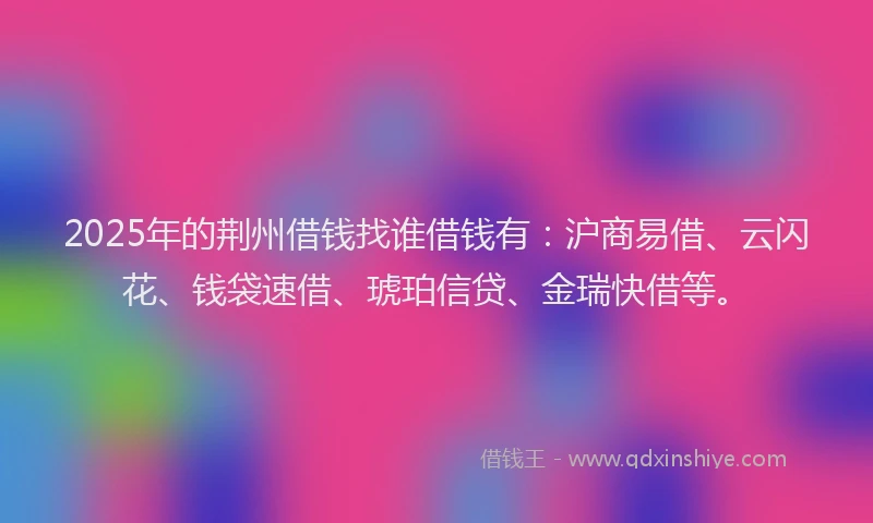 2025年的荆州借钱找谁借钱有：沪商易借、云闪花、钱袋速借、琥珀信贷、金瑞快借等。