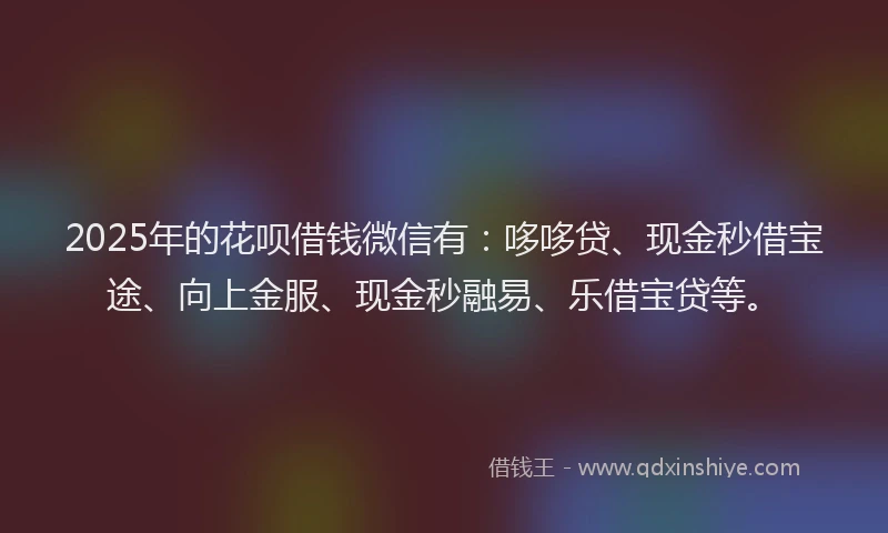 2025年的花呗借钱微信有：哆哆贷、现金秒借宝途、向上金服、现金秒融易、乐借宝贷等。