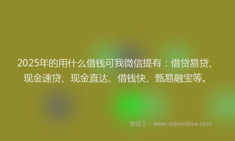2025年的用什么借钱可我微信提有：借贷易贷、现金速贷、现金直达、借钱快、甄易融宝等。