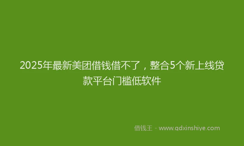2025年最新美团借钱借不了，整合5个新上线贷款平台门槛低软件