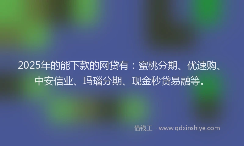 2025年的能下款的网贷有：蜜桃分期、优速购、中安信业、玛瑙分期、现金秒贷易融等。
