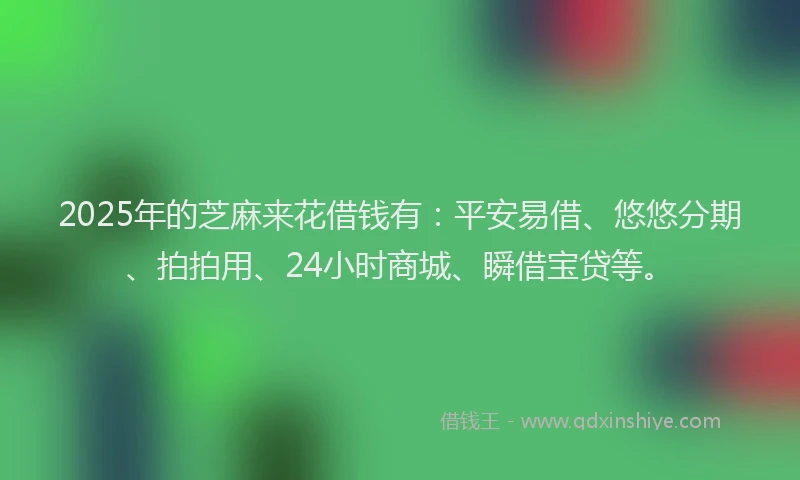 2025年的芝麻来花借钱有：平安易借、悠悠分期、拍拍用、24小时商城、瞬借宝贷等。