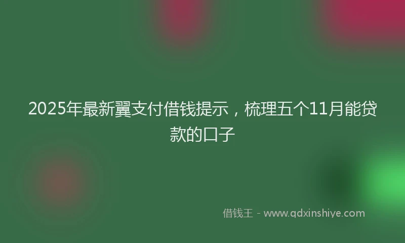 2025年最新翼支付借钱提示，梳理五个11月能贷款的口子