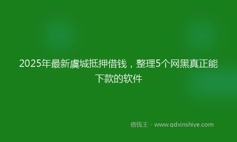 2025年最新虞城抵押借钱，整理5个网黑真正能下款的软件