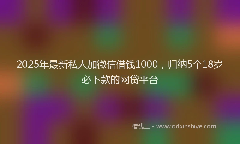 2025年最新私人加微信借钱1000，归纳5个18岁必下款的网贷平台