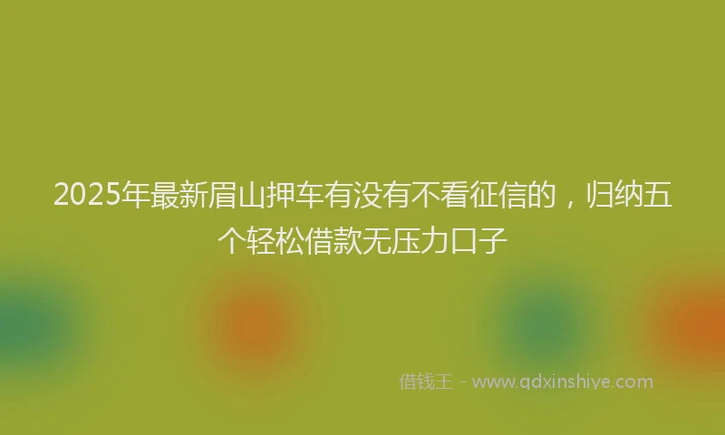 2025年最新眉山押车有没有不看征信的，归纳五个轻松借款无压力口子