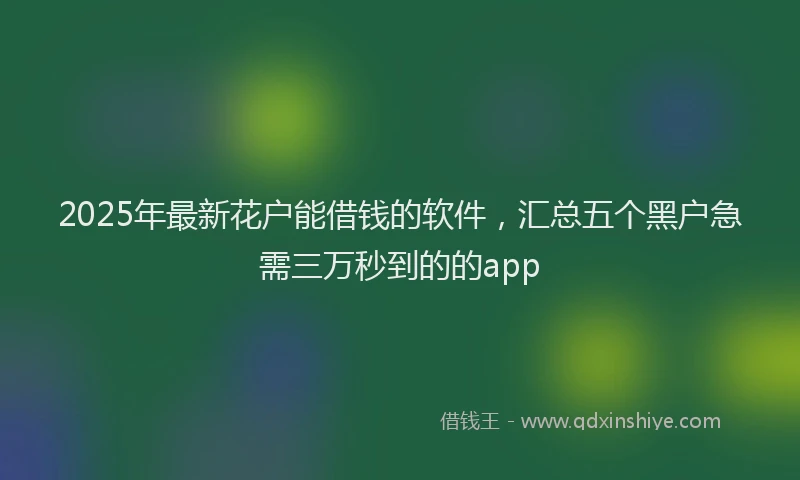 2025年最新花户能借钱的软件，汇总五个黑户急需三万秒到的的app