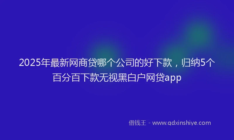 2025年最新网商贷哪个公司的好下款，归纳5个百分百下款无视黑白户网贷app