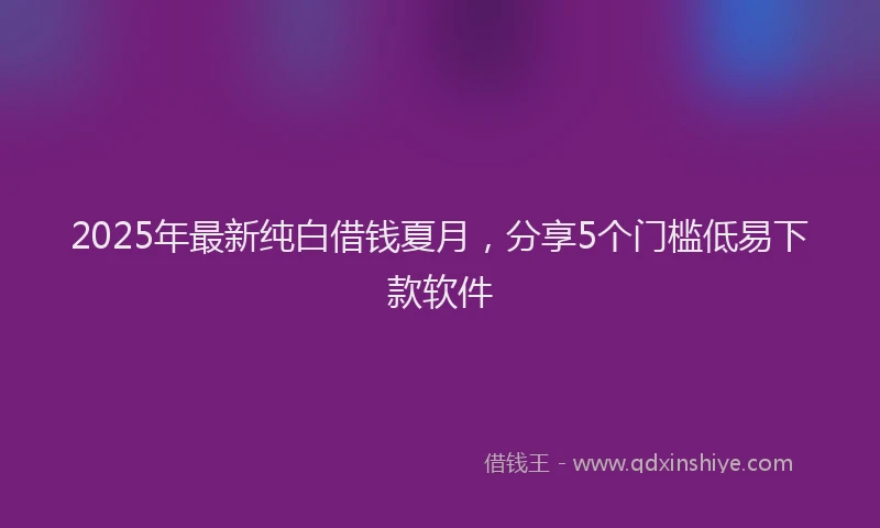 2025年最新纯白借钱夏月，分享5个门槛低易下款软件