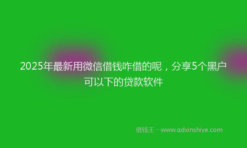 2025年最新用微信借钱咋借的呢，分享5个黑户可以下的贷款软件