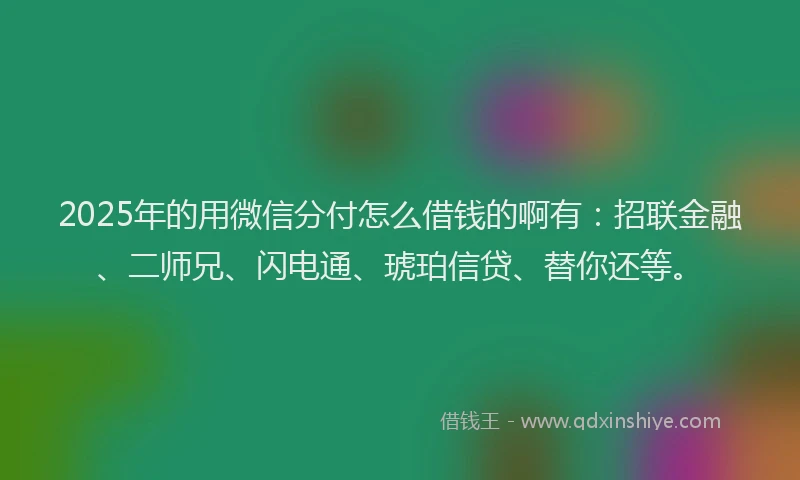 2025年的用微信分付怎么借钱的啊有：招联金融、二师兄、闪电通、琥珀信贷、替你还等。