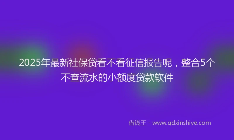 2025年最新社保贷看不看征信报告呢，整合5个不查流水的小额度贷款软件