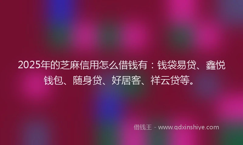 2025年的芝麻信用怎么借钱有：钱袋易贷、鑫悦钱包、随身贷、好居客、祥云贷等。