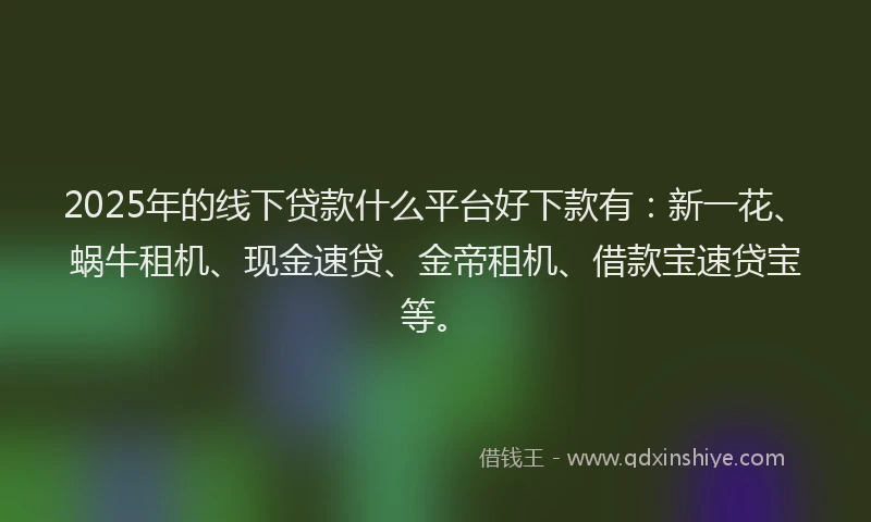 2025年的线下贷款什么平台好下款有：新一花、蜗牛租机、现金速贷、金帝租机、借款宝速贷宝等。