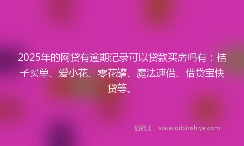 2025年的网贷有逾期记录可以贷款买房吗有：桔子买单、爱小花、零花罐、魔法速借、借贷宝快贷等。