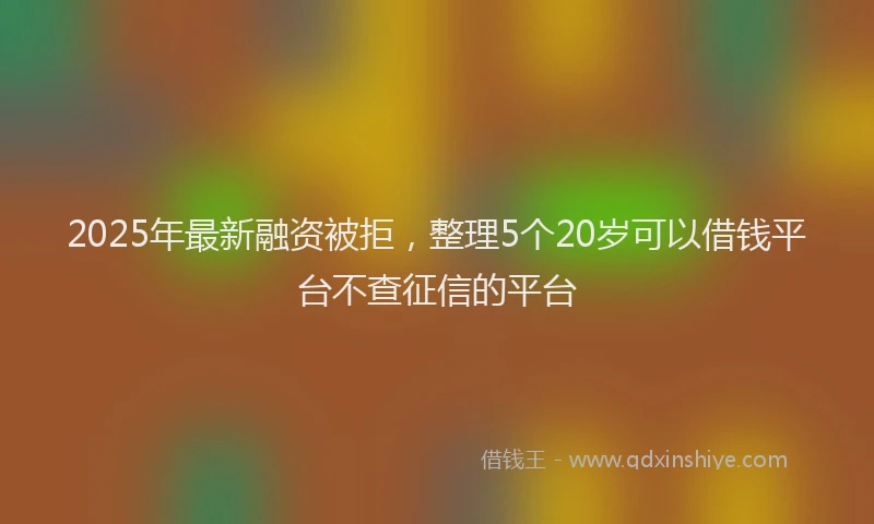 2025年最新融资被拒，整理5个20岁可以借钱平台不查征信的平台
