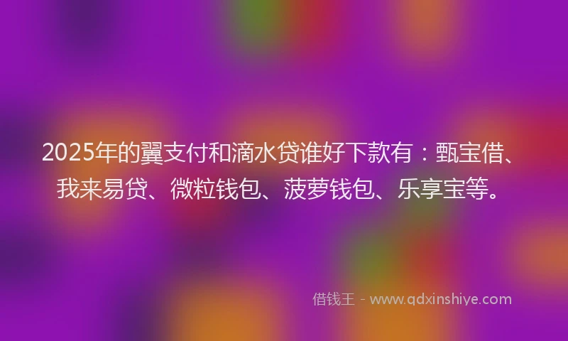 2025年的翼支付和滴水贷谁好下款有：甄宝借、我来易贷、微粒钱包、菠萝钱包、乐享宝等。