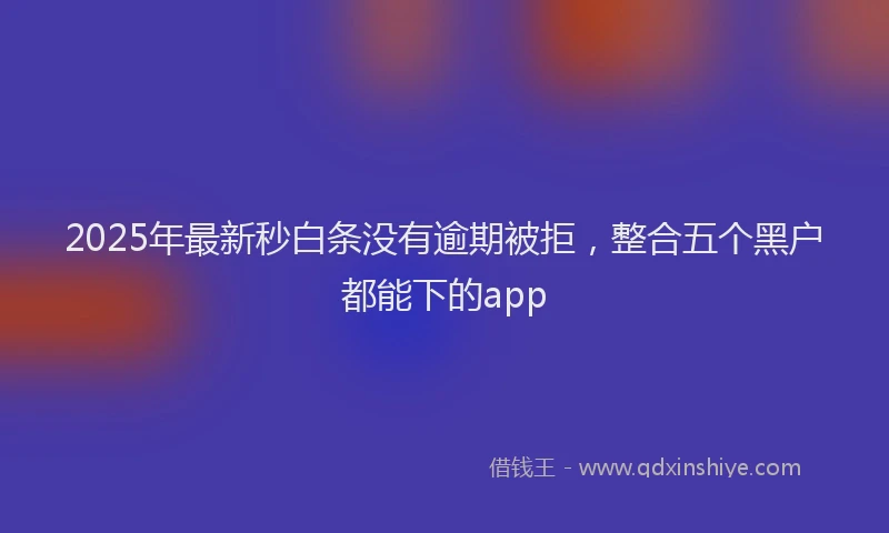 2025年最新秒白条没有逾期被拒，整合五个黑户都能下的app