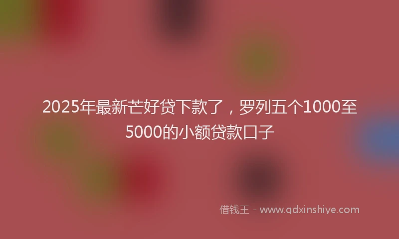 2025年最新芒好贷下款了，罗列五个1000至5000的小额贷款口子