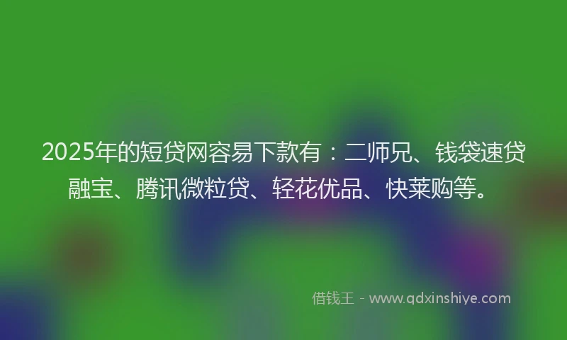 2025年的短贷网容易下款有：二师兄、钱袋速贷融宝、腾讯微粒贷、轻花优品、快莱购等。