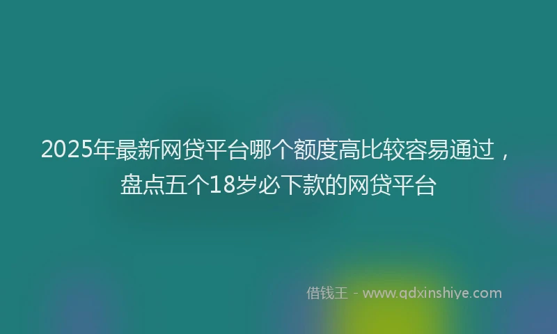 2025年最新网贷平台哪个额度高比较容易通过，盘点五个18岁必下款的网贷平台