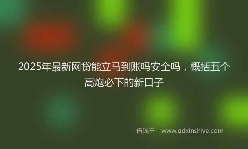 2025年最新网贷能立马到账吗安全吗，概括五个高炮必下的新口子