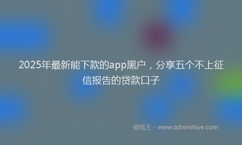 2025年最新能下款的app黑户，分享五个不上征信报告的贷款口子