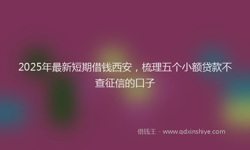 2025年最新短期借钱西安，梳理五个小额贷款不查征信的口子