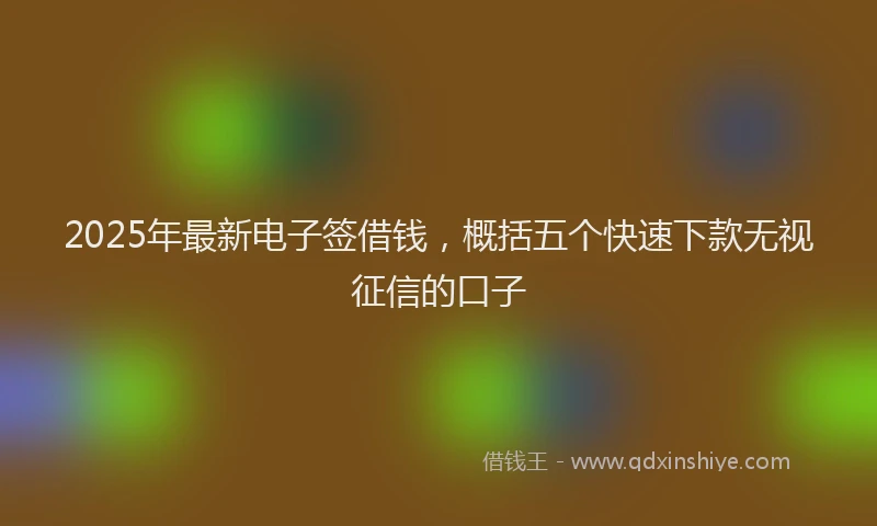 2025年最新电子签借钱，概括五个快速下款无视征信的口子