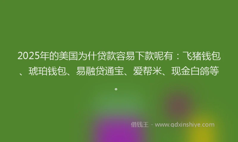 2025年的美国为什贷款容易下款呢有：飞猪钱包、琥珀钱包、易融贷通宝、爱帮米、现金白鸽等。