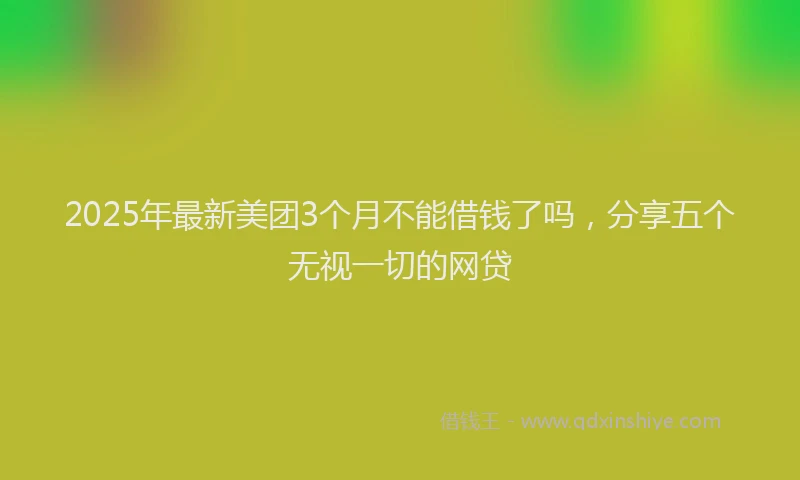 2025年最新美团3个月不能借钱了吗，分享五个无视一切的网贷