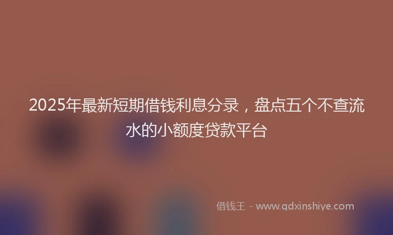 2025年最新短期借钱利息分录，盘点五个不查流水的小额度贷款平台